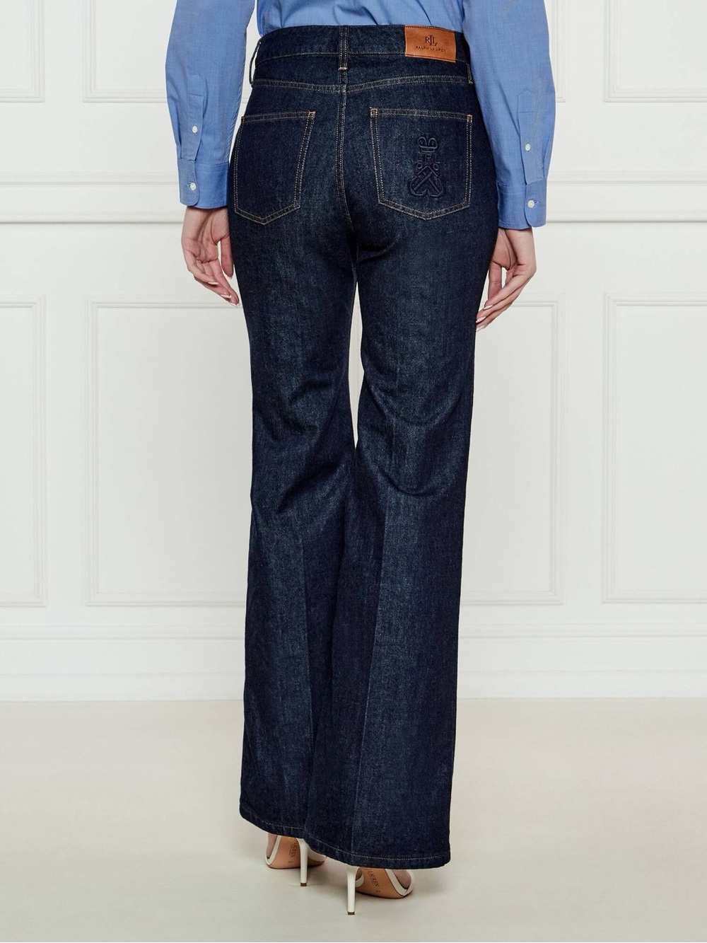 Lauren Ralph Lauren- High Rise Dark Blue Wide-Leg Button Fly Jeans • 18W • NWT - Picture 2 of 10